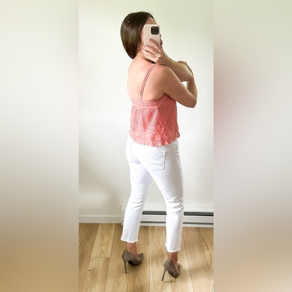 Coco + Jaimeson Pink Eyelet Embroidered Cropped Cami Top sz Small - Picture 6 of 10